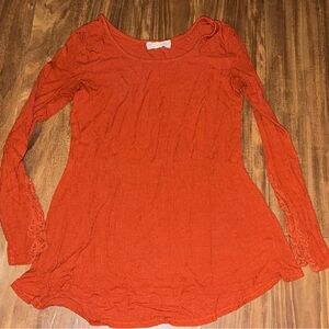 Pink Republic Women's Long Sleeve Scoop Neck Top - Burnt Orange
